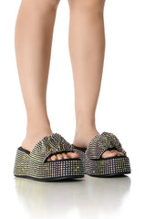 AZALEA WANG BUCATINI RHINESTONE SCRUNCHIE BLACK SANDAL