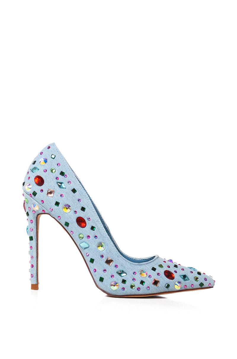 AZALEA WANG CAMELLIA EMBELLISHED PUMP IN DENIM