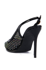 AZALEA WANG CARMINE BLACK DIAMOND MESH PUMP