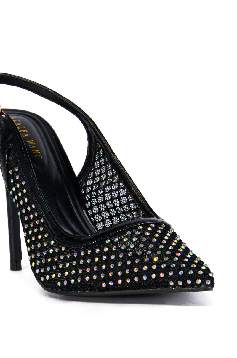 AZALEA WANG CARMINE BLACK DIAMOND MESH PUMP