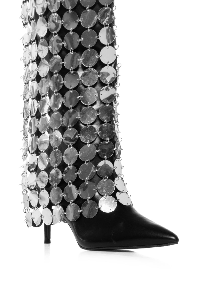 AZALEA WANG CARMMELITA SILVER METAL DISC BOOT