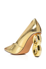 AZALEA WANG CASIANE GOLD CHAIN HEEL PUMP