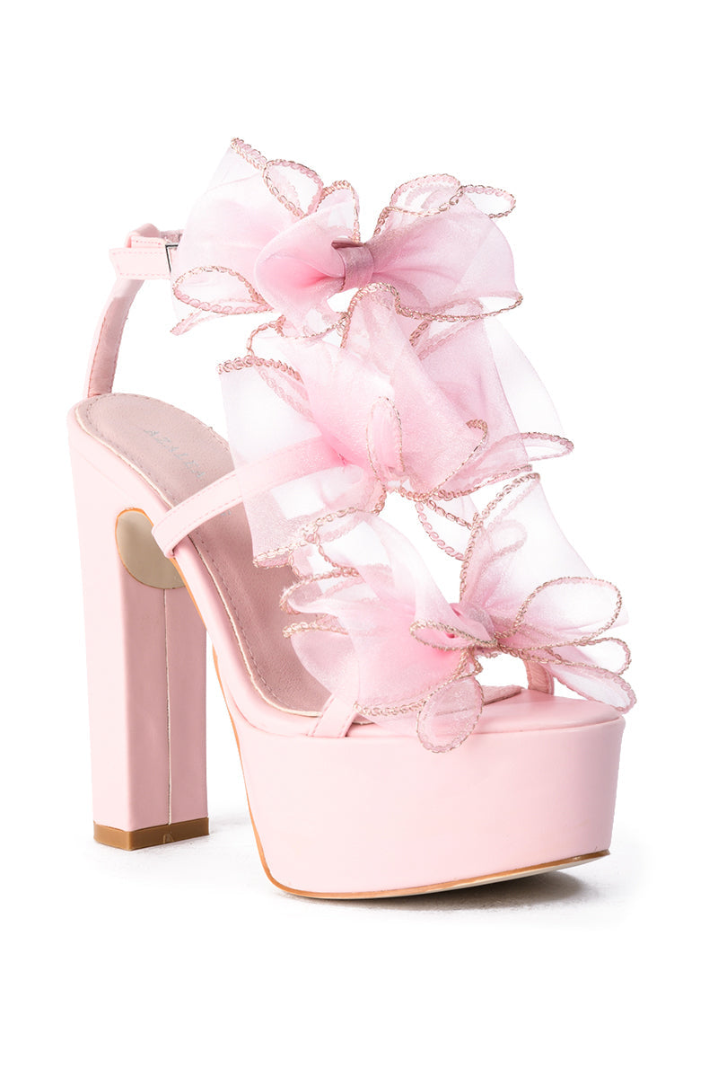 AZALEA WANG CATERINA CHUNKY SANDAL WITH BOW IN PINK