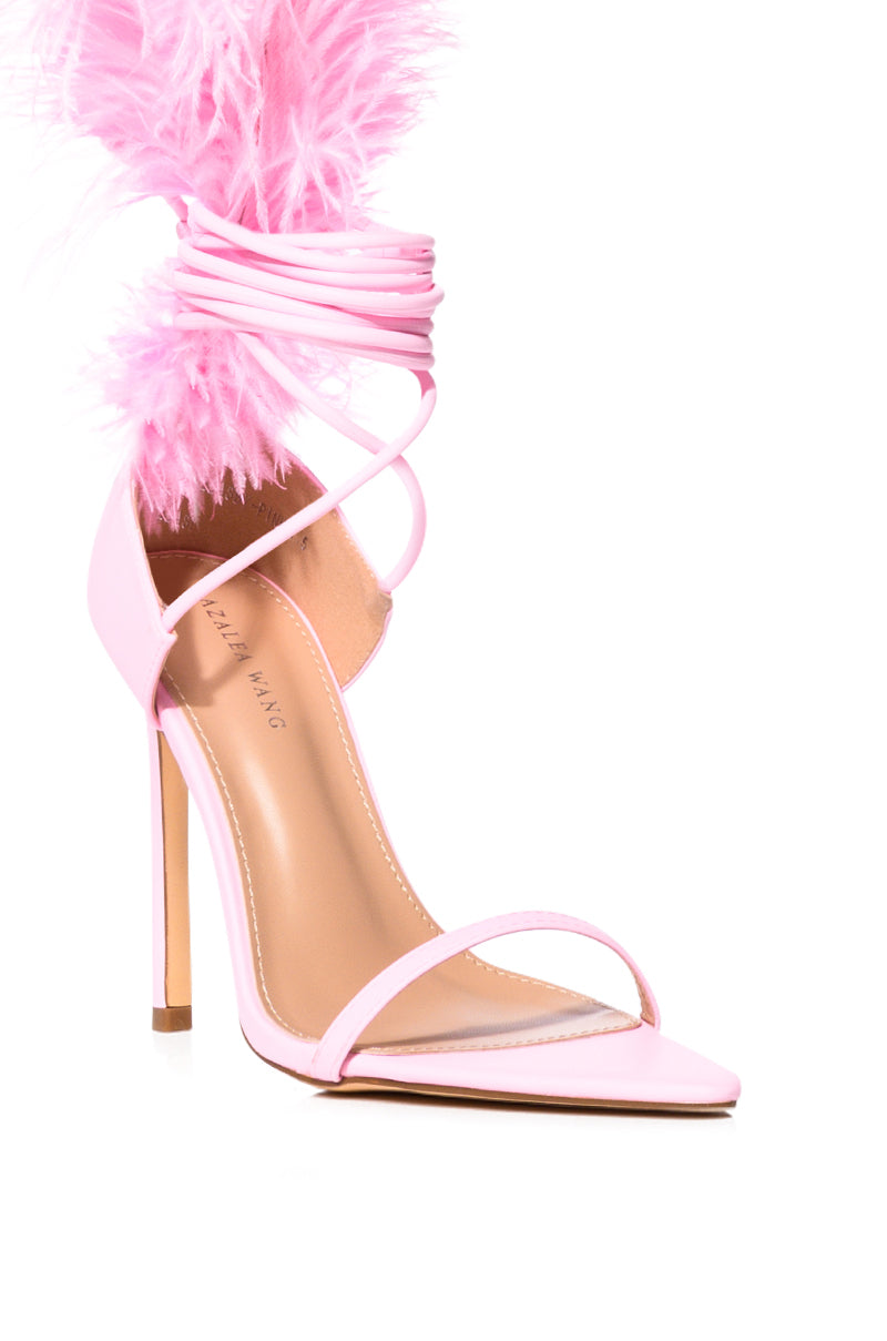 AZALEA WANG CLEASBY FEATHER SANDAL IN BLUE
