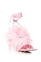 AZALEA WANG CLOVE BUTTERFLY EMBELLISHED FEATHER SANDAL IN PINK