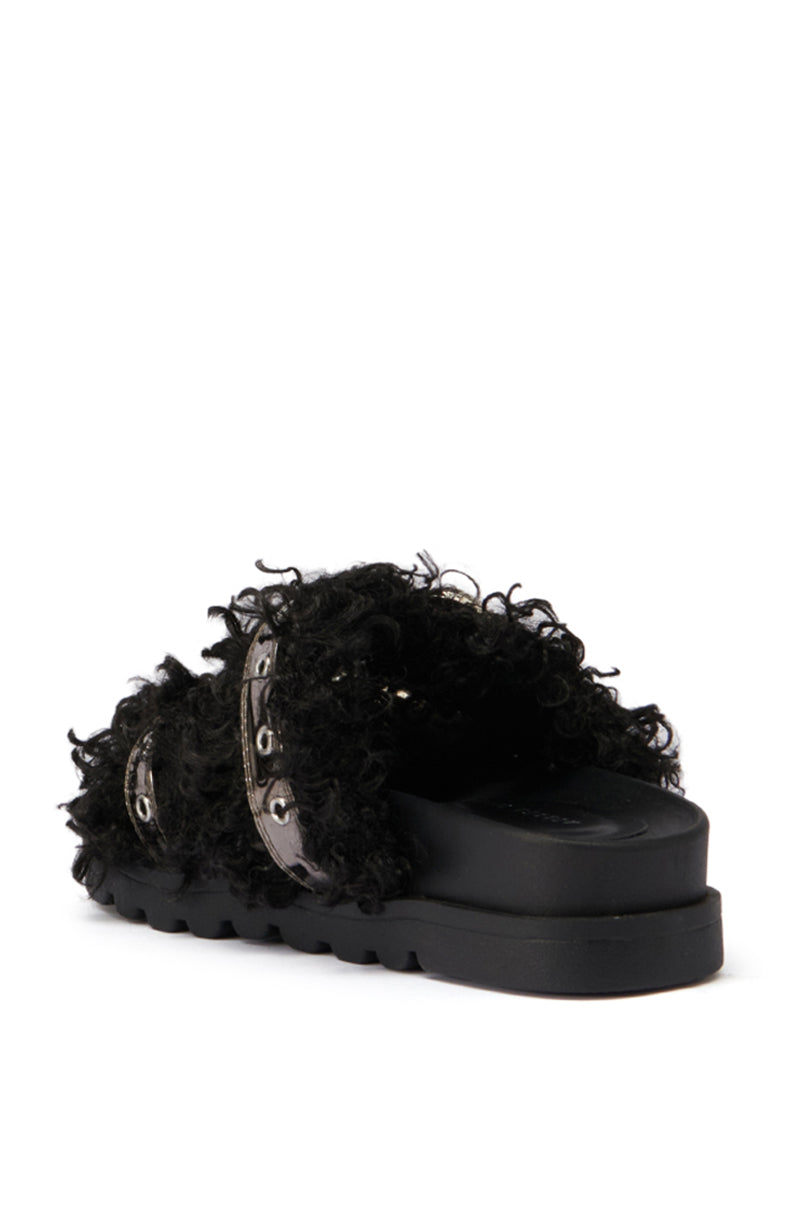 AZALEA WANG COLTER FAUX FUR SLIP ON SANDAL