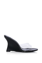 AZALEA WANG CAISYN WEDGE PVC SANDAL IN BLACK