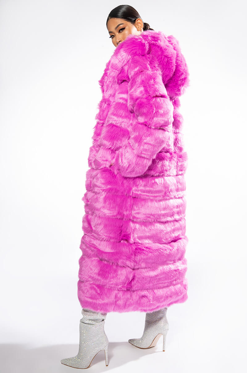 AZALEA WANG FAUX FUR PANEL HOODED TRENCH