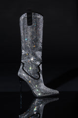 AZALEA WANG HEIDEMARIE WESTERN STILETTO BOOT IN SILVER