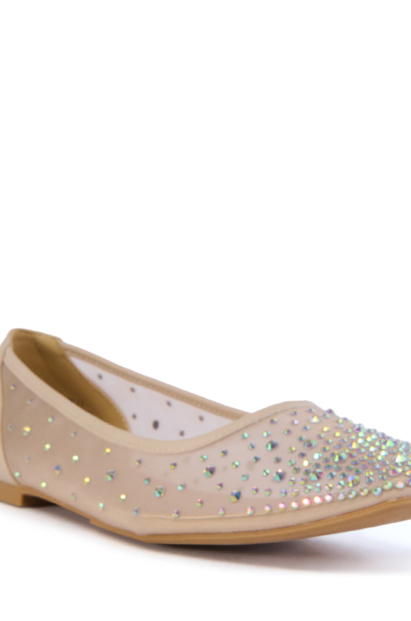 AZALEA WANG HENLEE NUDE RHINESTONE FLAT