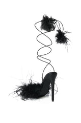 AZALEA WANG PENN FEATHER SANDAL IN BLACK