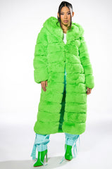 AZALEA WANG LIME CRIME FAUX FUR TRENCH