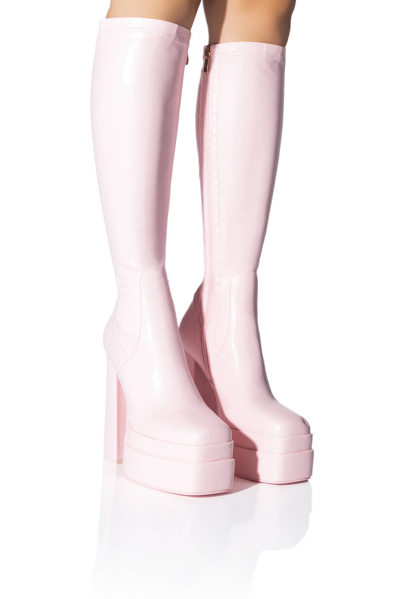 AZALEA WANG MAXINE CHUNKY STRETCH BOOTIE IN PINK