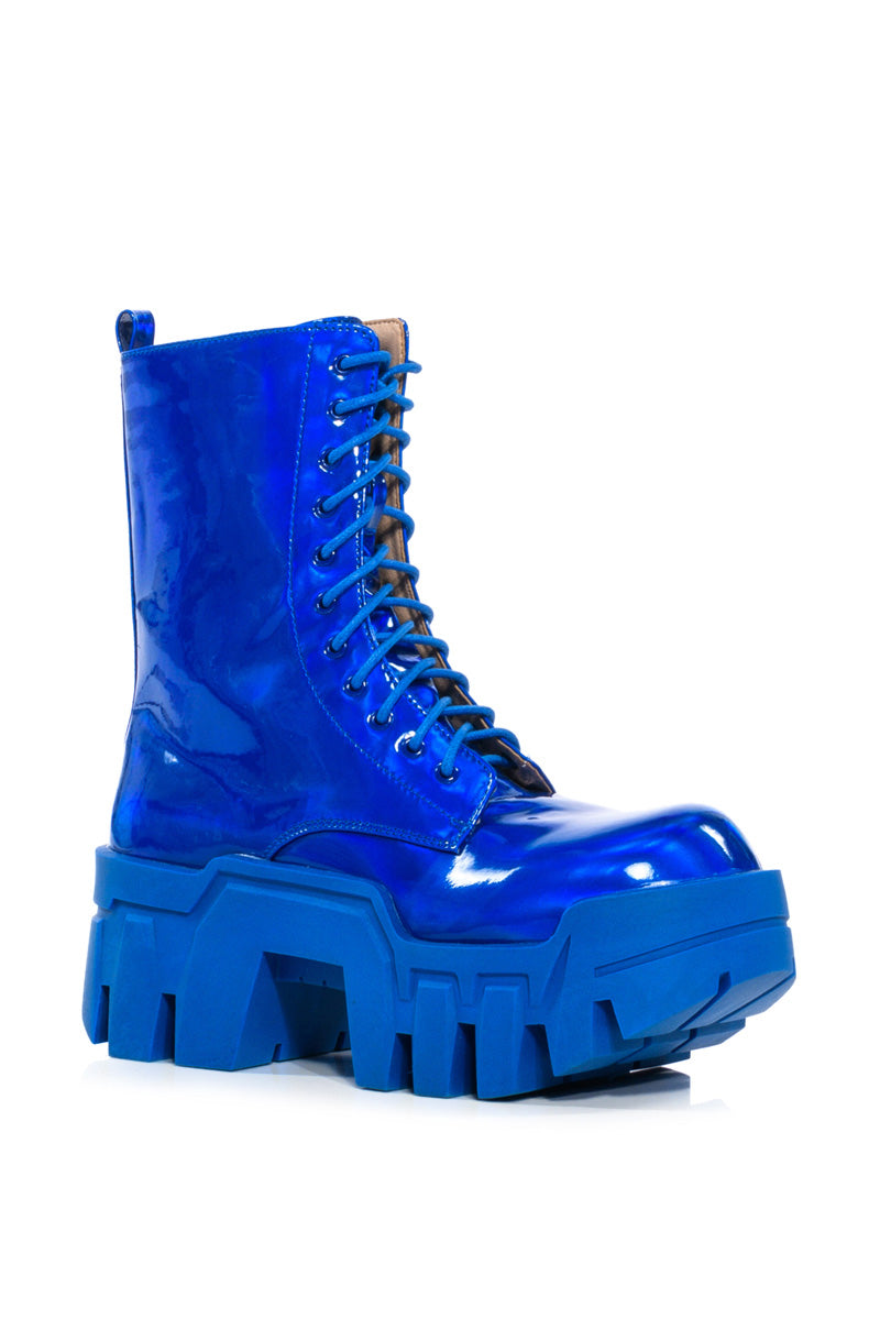 AZALEA WANG OLYMPIA BLUE CHUNKY BOOTIE