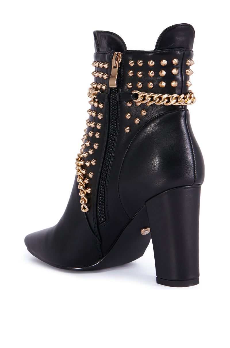 AZALEA WANG PANCHO BLACK EMBELLISHED BOOTIE