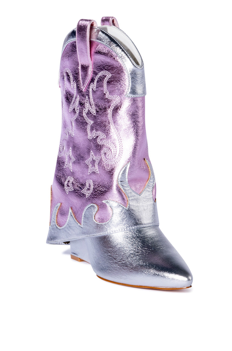 AZALEA WANG BRIA FOLD OVER BOOT IN METALLIC