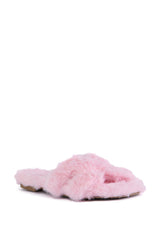 AZALEA WANG PEABODY PINK FUZZY SLIP ON SANDAL