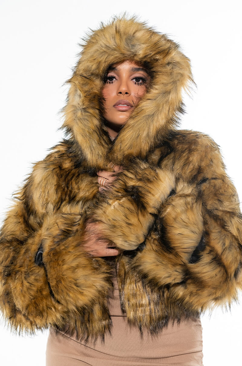 PLUS GRACELLE FAUX FUR CROPPED JACKET