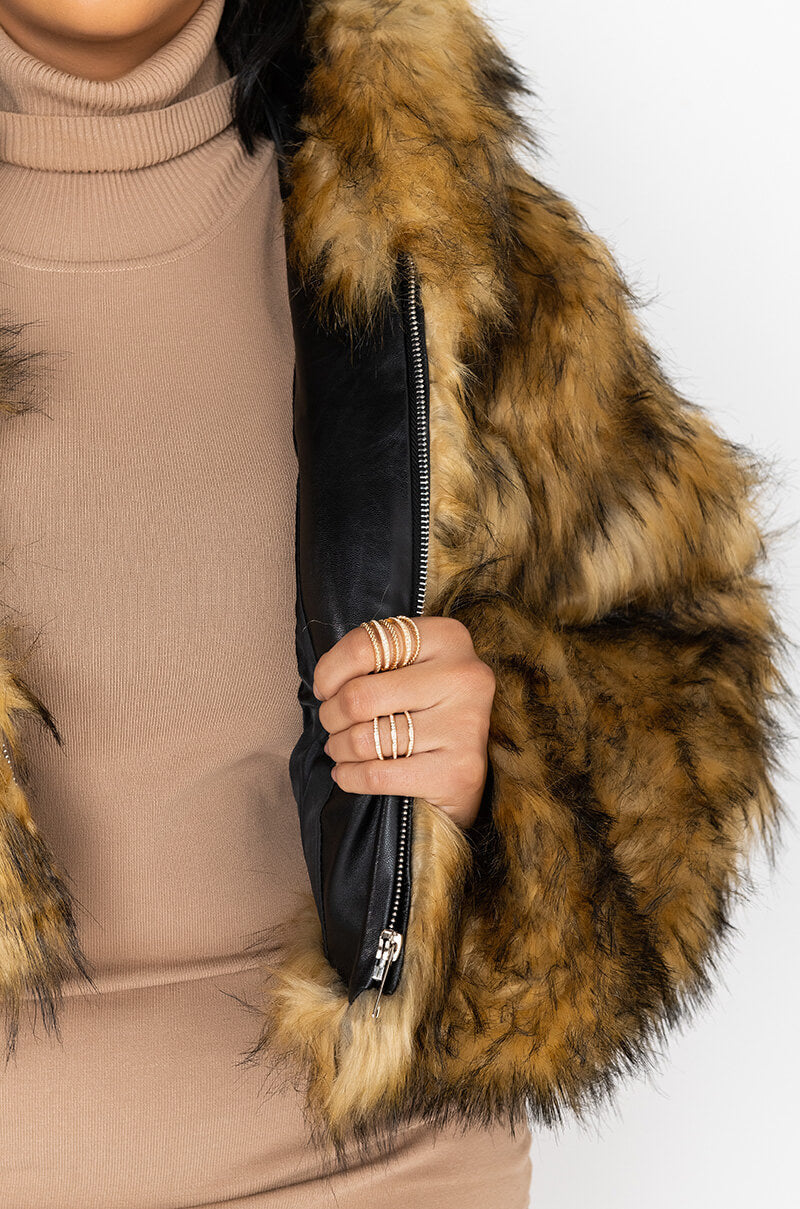 PLUS GRACELLE FAUX FUR CROPPED JACKET
