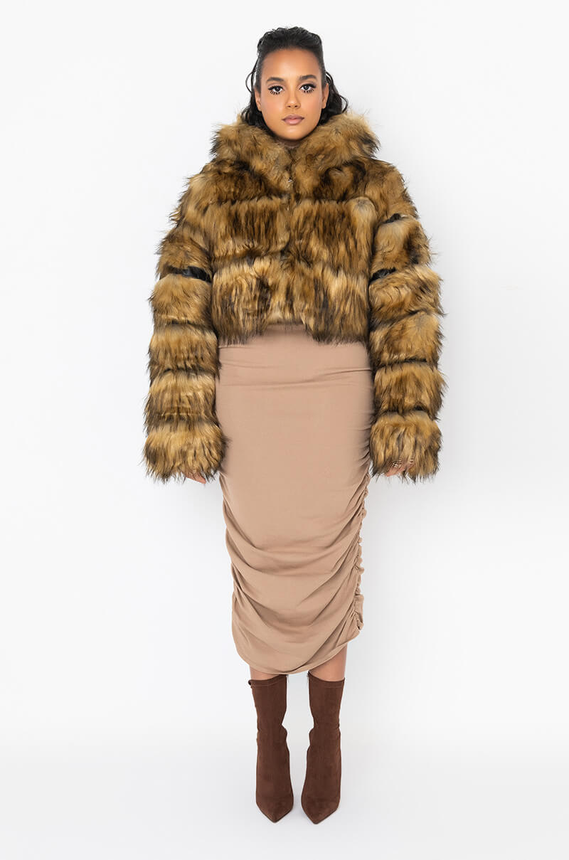 PLUS GRACELLE FAUX FUR CROPPED JACKET