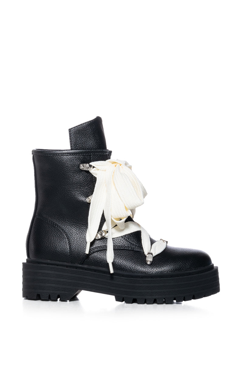 AZALEA WANG POLLUX COMBAT BOOTIE IN BLACK