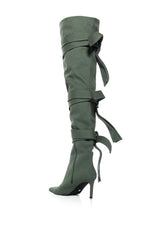 AZALEA WANG RICHMOND STRAPPY UTILITY THIGH HIGH BOOT IN GREEN
