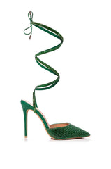 AZALEA WANG RISS BLING LACE UP PUMP IN GREEN