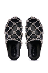 AZALEA WANG SHYLAH BLACK DIAMOND ROPE NETTED FLAT