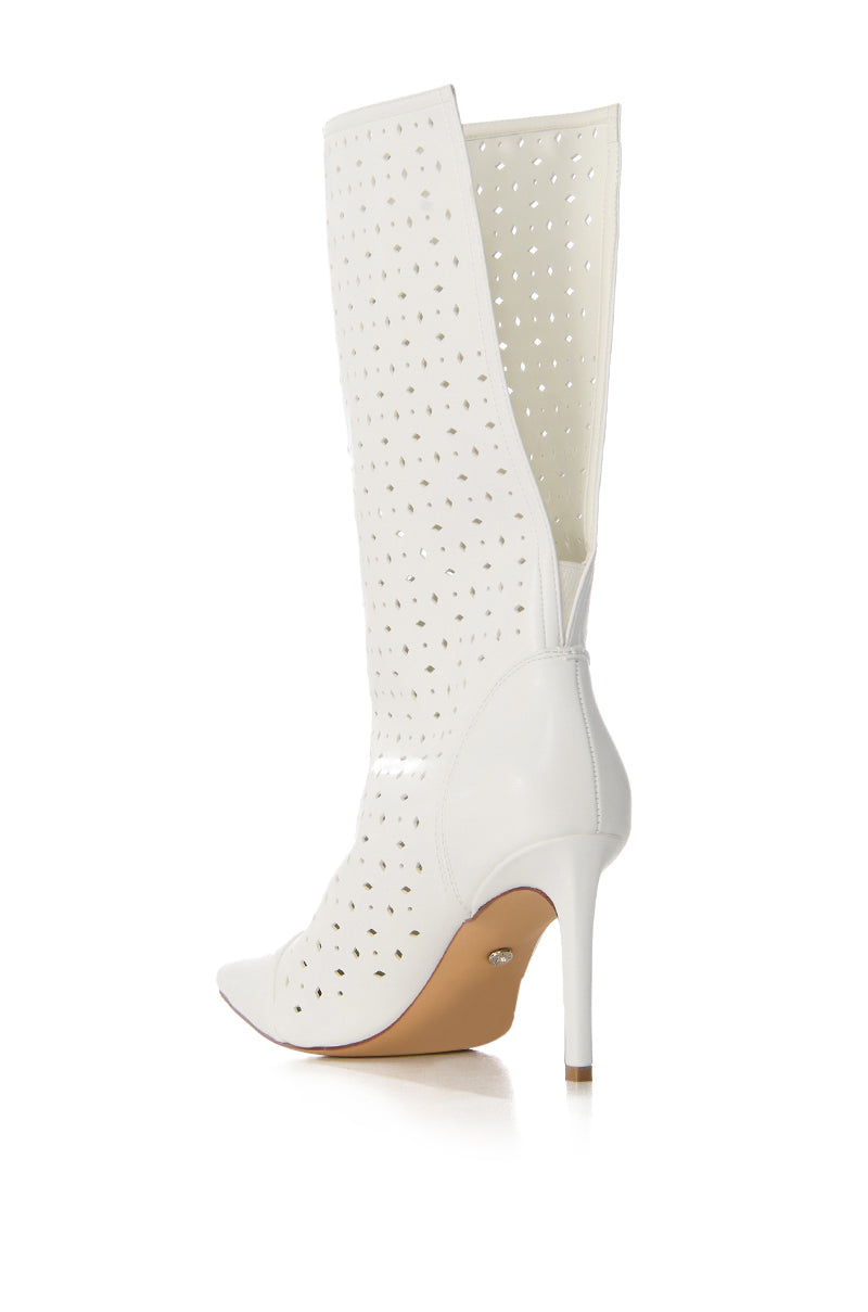 AZALEA WANG SIDONIA WHITE LASER CUT BOOTIE