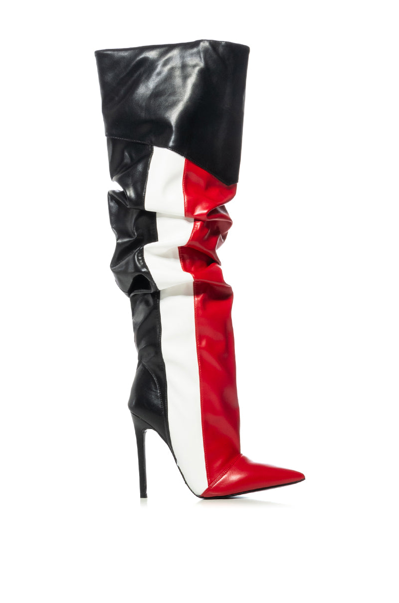 AZALEA WANG SPEED WAGON RED STRIPED BOOT