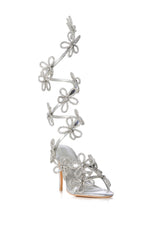 AZALEA WANG SPLENDA SILVER FLOWER EMBELLISHED COIL SANDAL