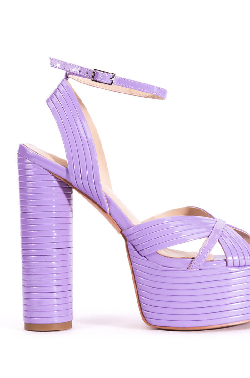 AZALEA WANG STANLEY STRAP ON SEXY CHUNKY SANDAL IN PURPLE