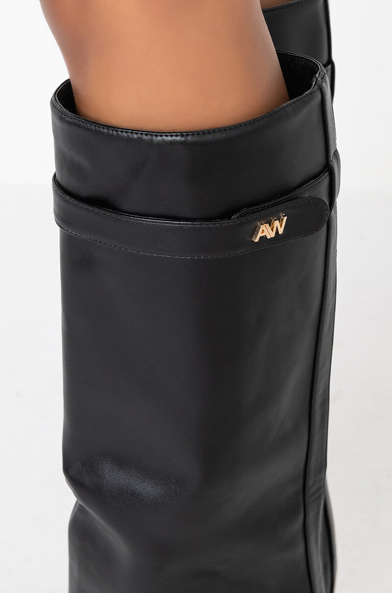 AZALEA WANG STUCK ON YOU WEDGE BOOT IN BLACK