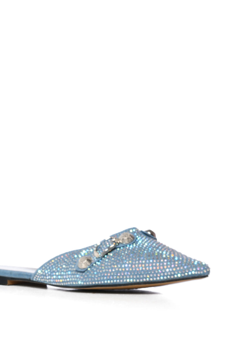 AZALEA WANG ROSEBUD BOW FLAT IN DENIM