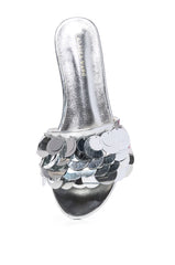 AZALEA WANG TACHI EMBELLISHED FLAT SANDAL IN SILVER