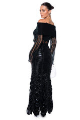 BAD INTENTIONS OFF THE SHOULDER DISTRESSED SWEATER