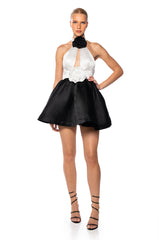 BLACK TIE LADY SLEEVELESS HALTER MINI DRESS