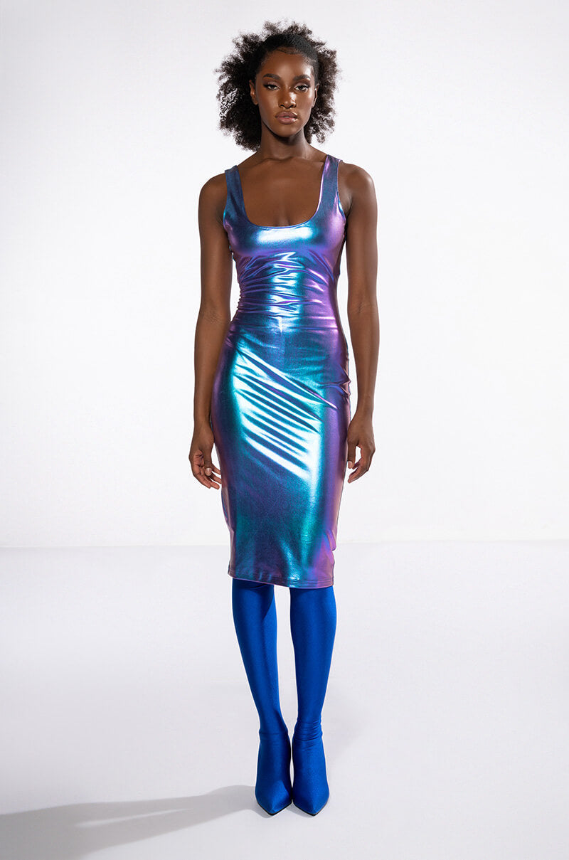 BODYWORK SLEEVELESS METALLIC BODYCON MIDI DRESS
