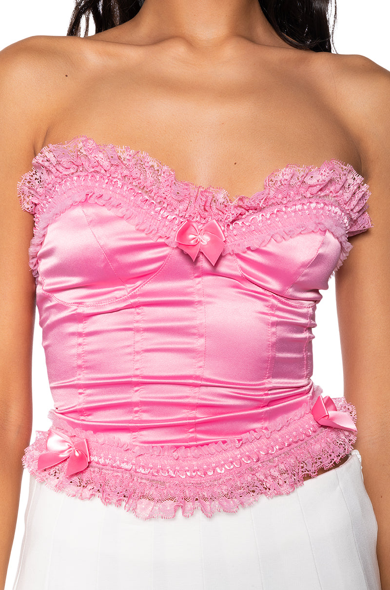 BRING ON THE FLIRT LACE DETAILED CORSET TOP