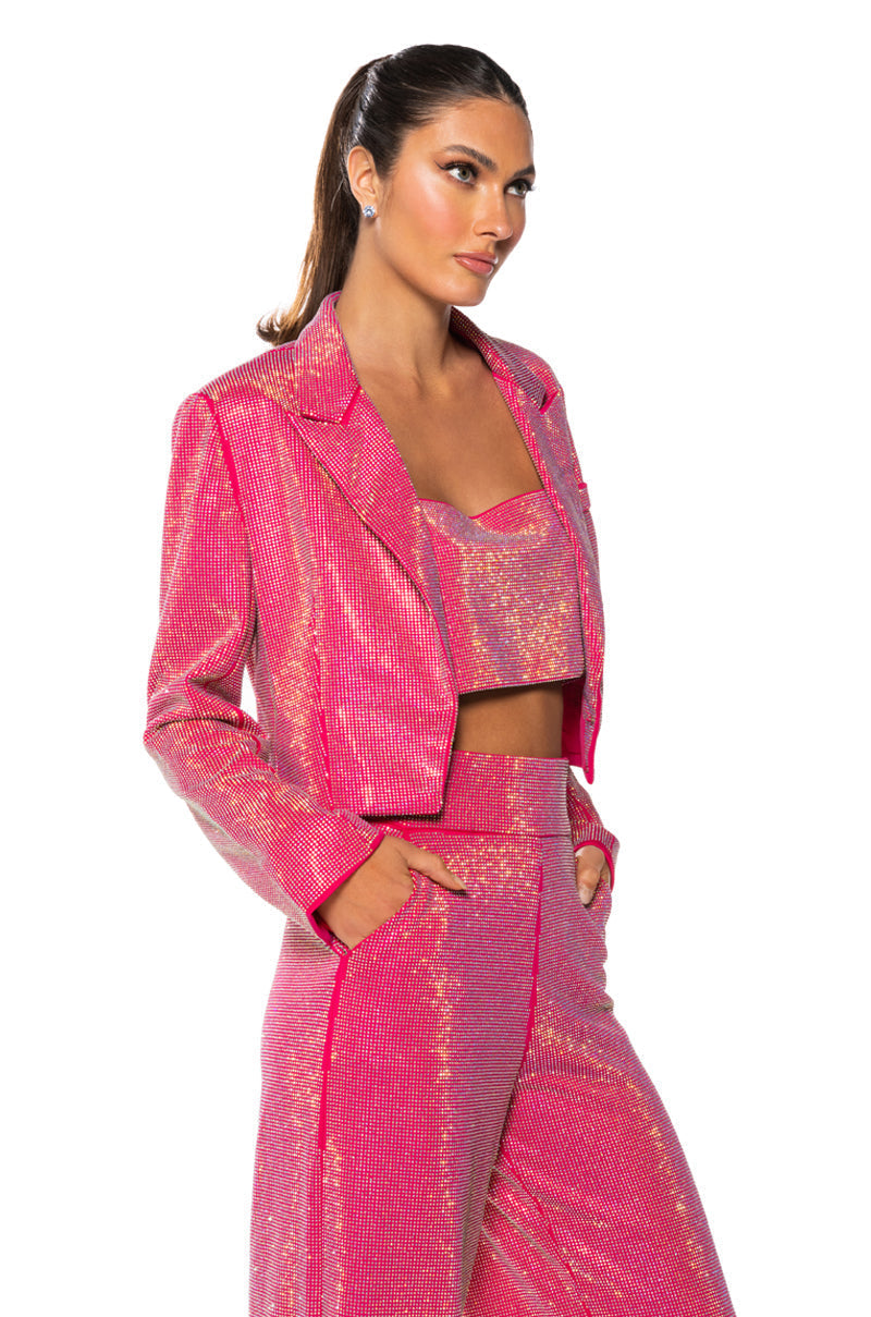 CENTER OF ATTENTION RHINESTONE TOP IN PINK