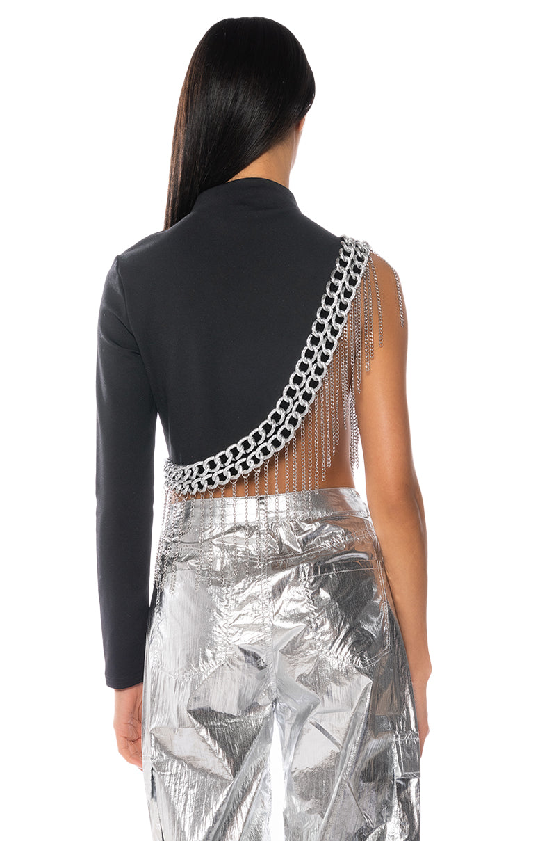 CHAIN EXTRAVAGANT ONE SLEEVE BLOUSE