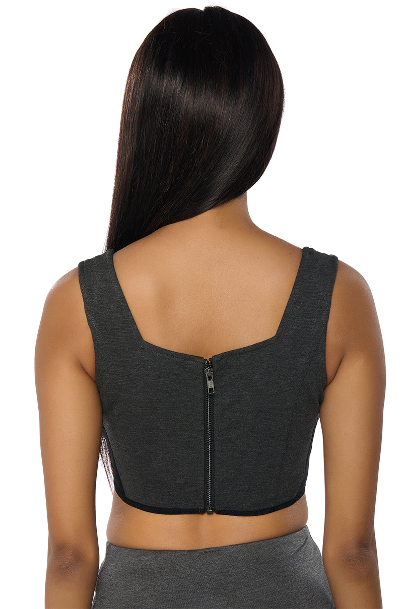 CHARLIE GRAPHIC PRINT CORSET TOP
