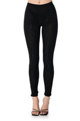 CLARISSA EMBELLISHED MESH LEGGINGS IN BLACK