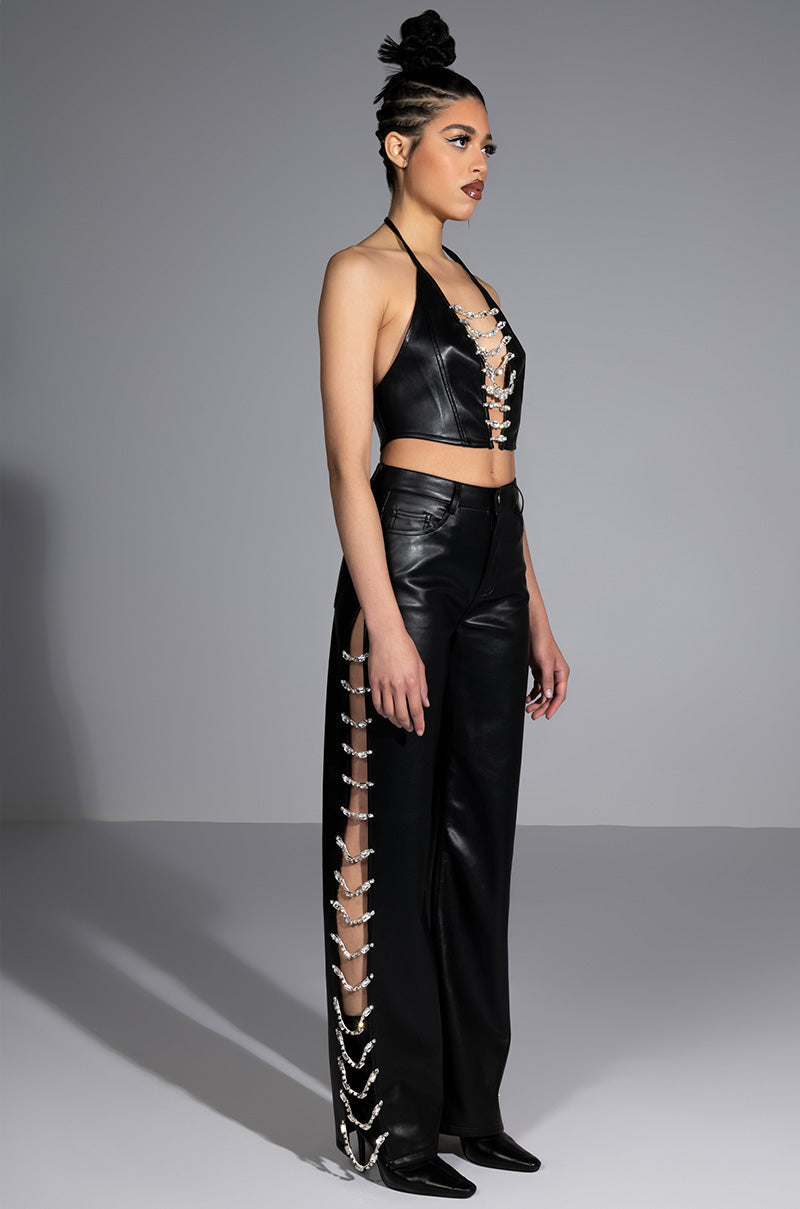 COVERED IN ICE FAUX LEATHER PANT