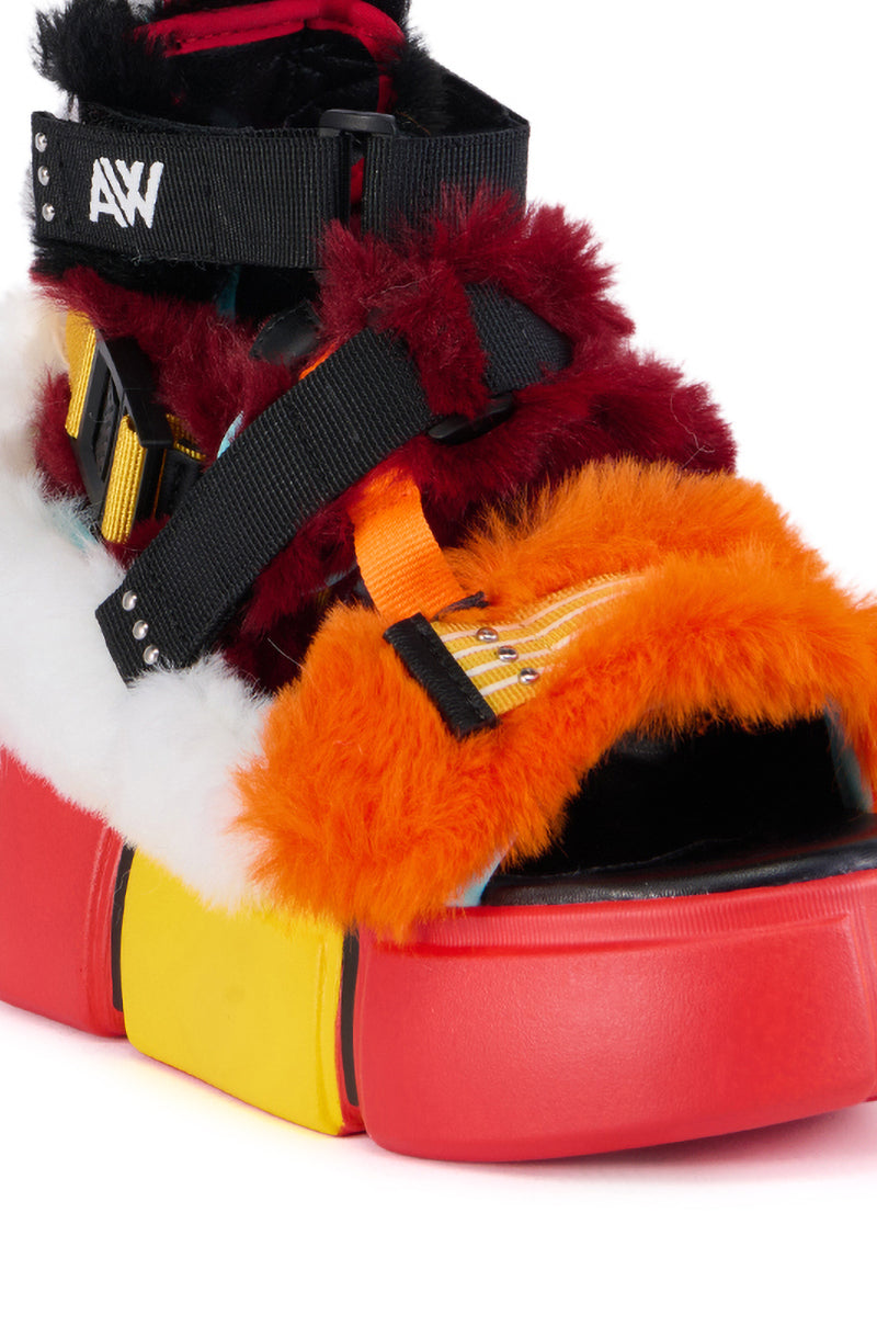CRANBERRY MULTI FUZZY SANDAL