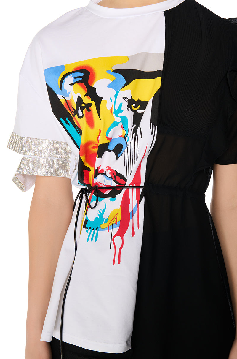 CRAZY SEXY COOL MIX FABRIC T SHIRT