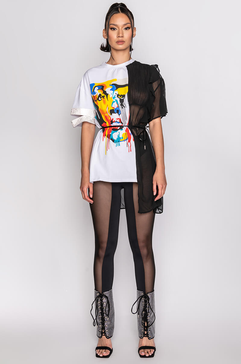 CRAZY SEXY COOL MIX FABRIC T SHIRT