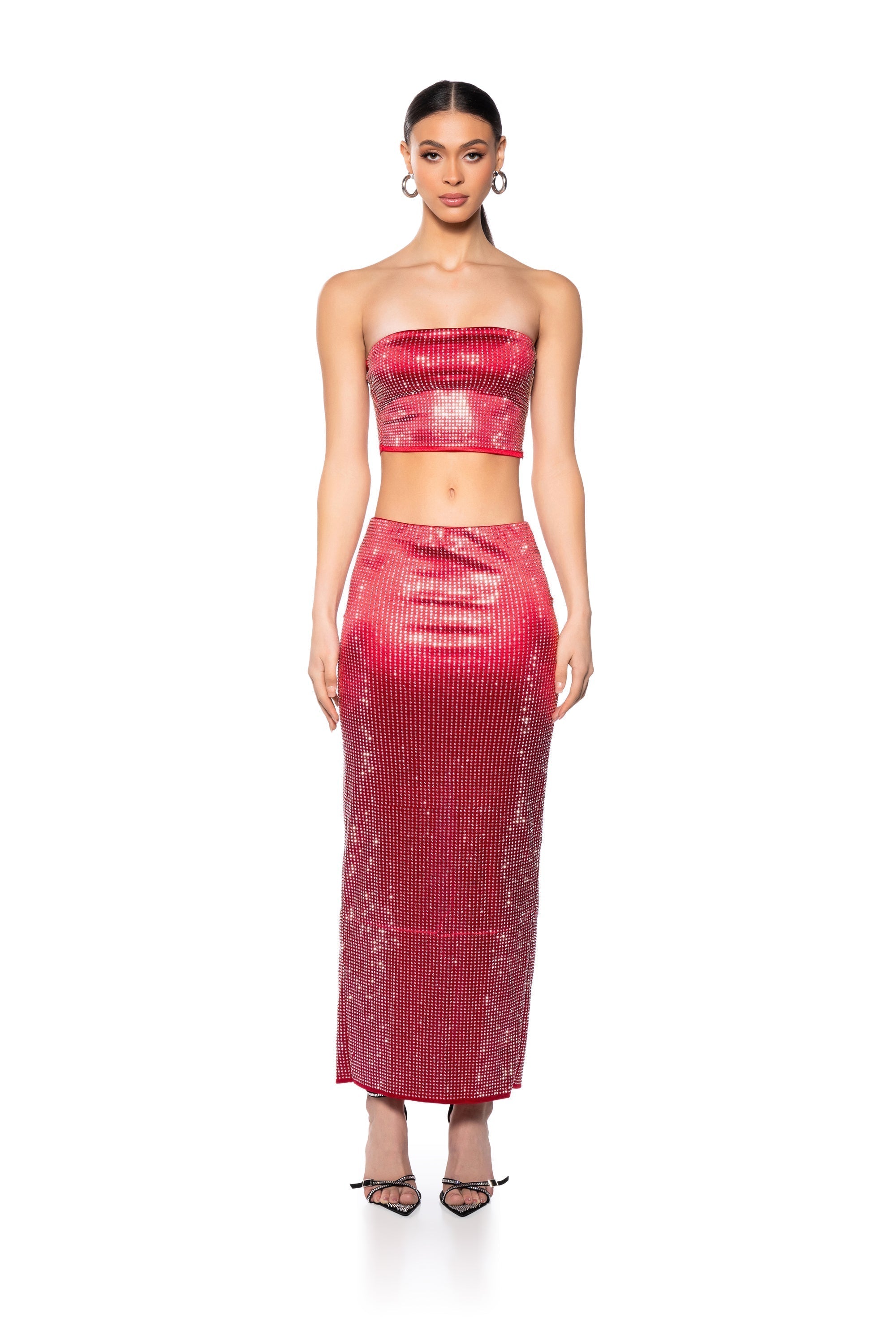 DECISION MAKER RHINESTONE MAXI SKIRT