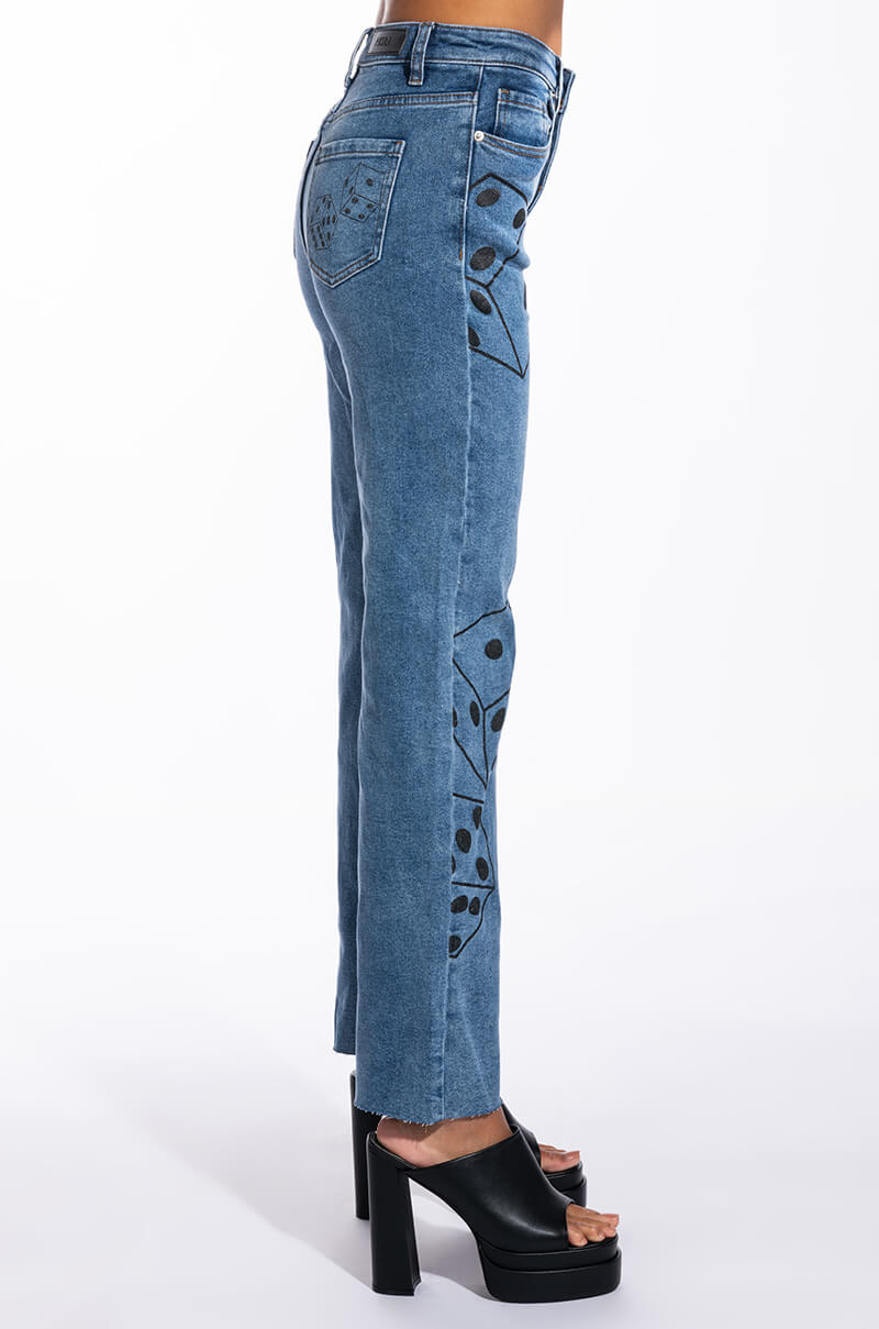 DICE DICE BABY HIGH RISE STRAIGHT LEG JEAN