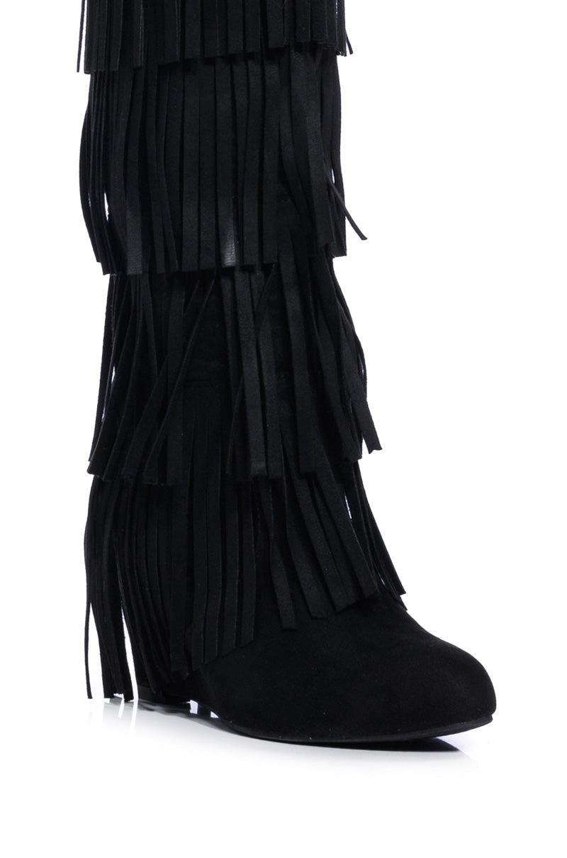DIXIE FRINGE FOLD OVER BOOT IN BLACK
